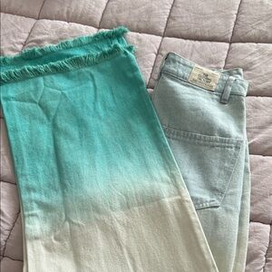 New York & Company Teal Ombre Flare Jeans
